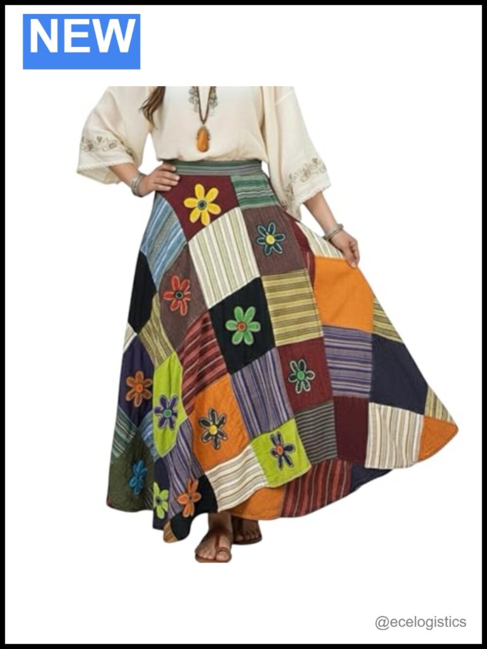 Boho Wrap Maxi Skirt 100% Cotton Tie Dye Flowy Summer Adjustable